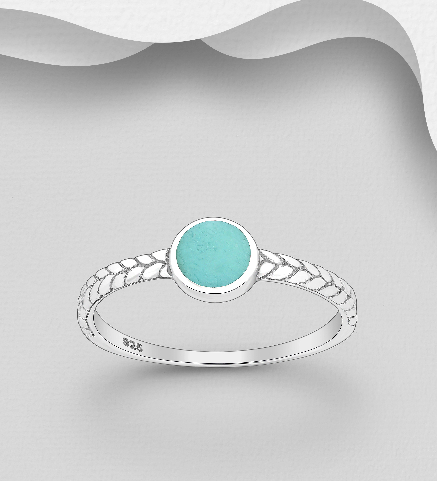 Wholesale 925 Sterling Silver Ring, Decorated with Resin - SKU #781-7609