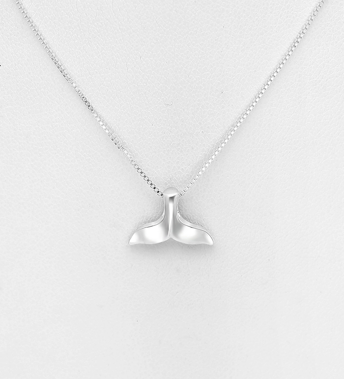 Italian Delight - Wholesale 925 Sterling Silver Whale Tail Necklace, Made in Italy - SKU #706-37109