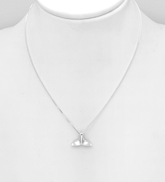 Italian Delight - Wholesale 925 Sterling Silver Whale Tail Necklace, Made in Italy - SKU #706-37109