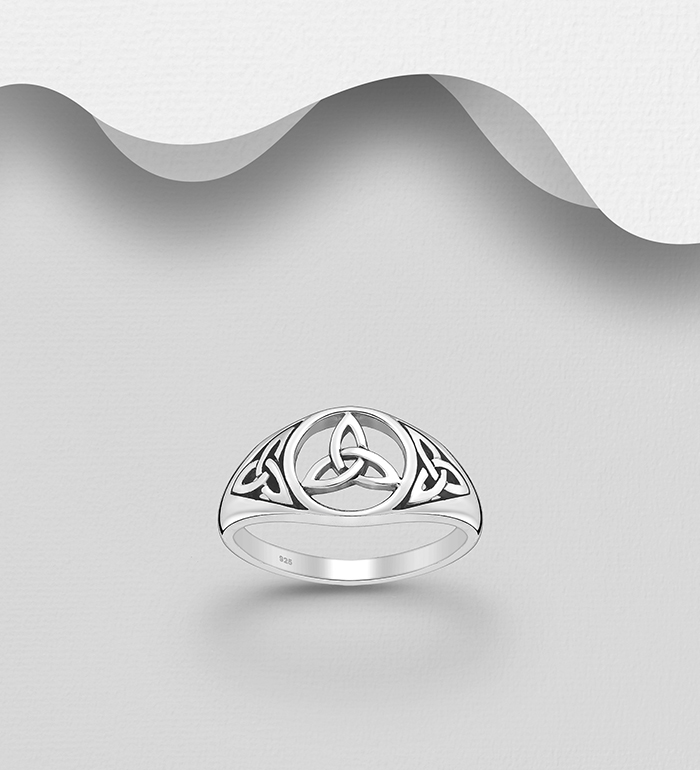 Wholesale 925 Sterling Silver Oxidized Celtic Trinity Ring - SKU #767-1749