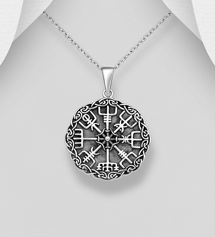 Wholesale 925 Sterling Silver Oxidized Viking Rune and Celtic Pendant - SKU #1563-1298