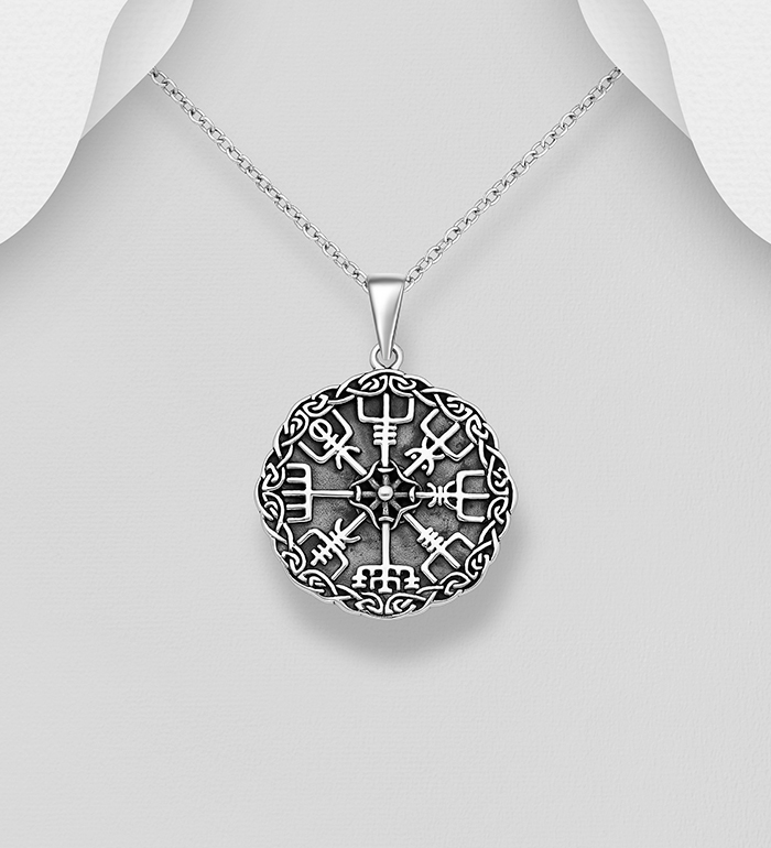 Wholesale 925 Sterling Silver Oxidized Viking Rune and Celtic Pendant - SKU #1563-1298