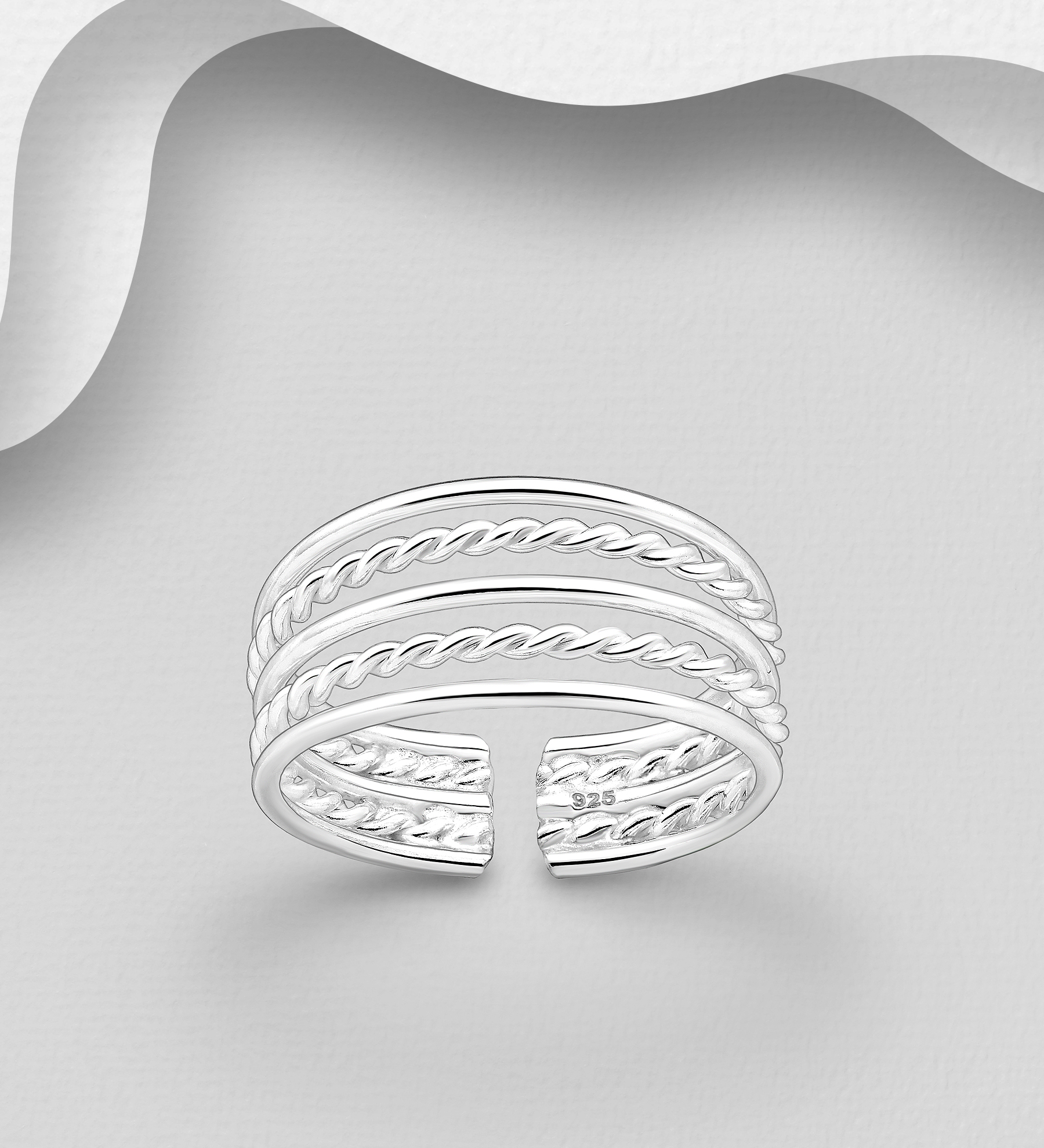 Wholesale 925 Sterling Silver Twisted Toe Ring - SKU #792-1283