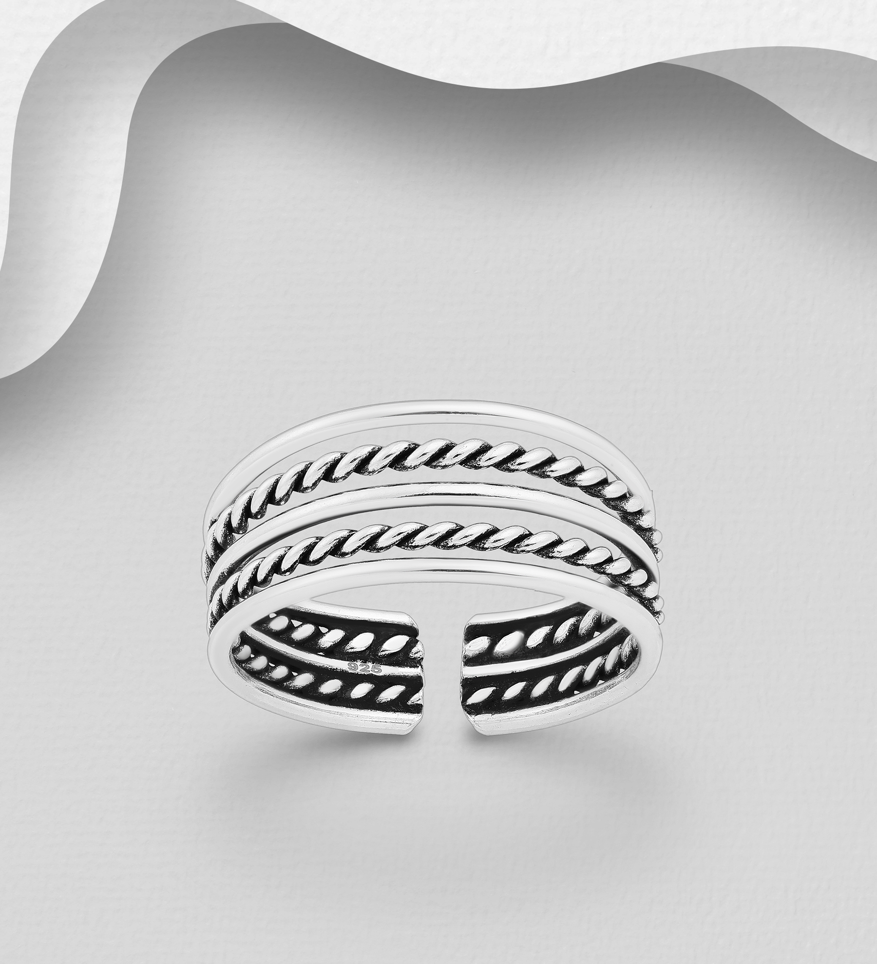 Wholesale 925 Sterling Silver Twisted Toe Ring - SKU #792-1284