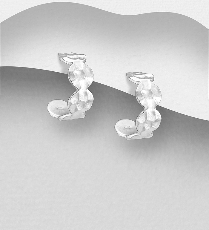 Wholesale 925 Sterling Silver Hammered Push-Back Earrings - SKU #706-37241