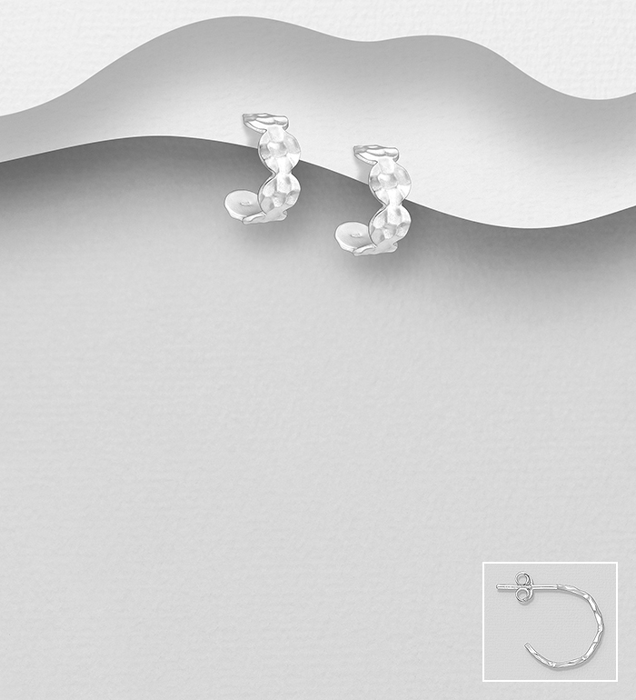Wholesale 925 Sterling Silver Hammered Push-Back Earrings - SKU #706-37241