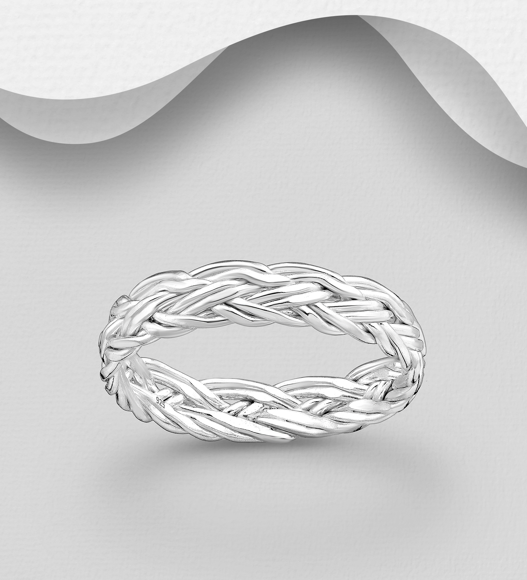 Wholesale 925 Sterling Silver Weaved Band Ring - SKU #706-37245