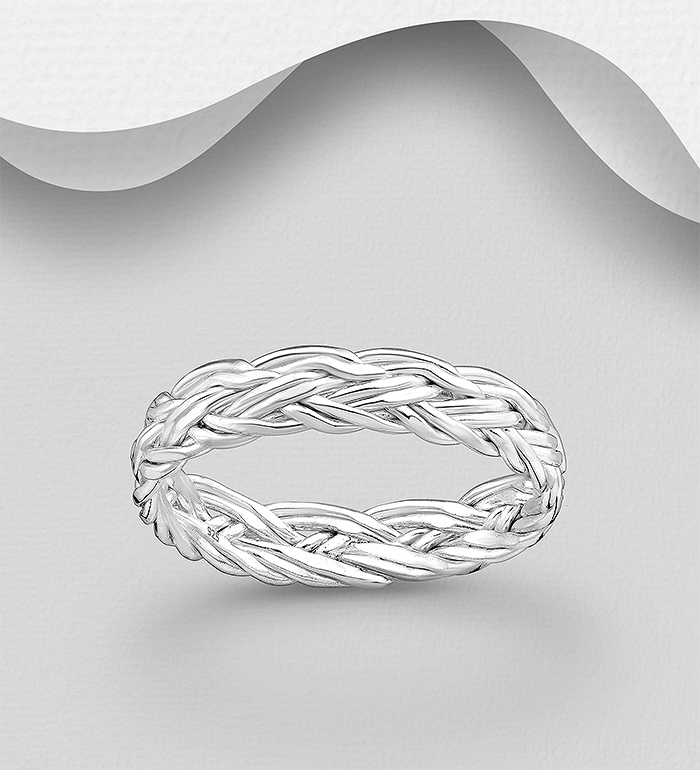 Wholesale 925 Sterling Silver Weaved Band Ring - SKU #706-37245