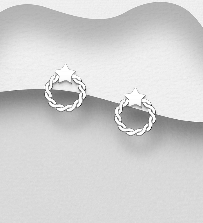 Wholesale 925 Sterling Silver Star Push-Back Earrings - SKU #706-37250