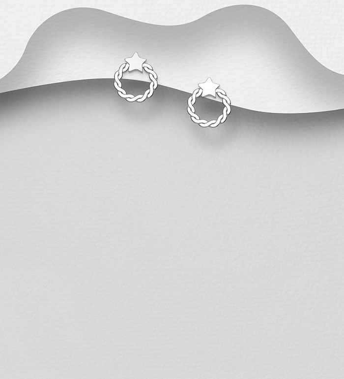 Wholesale 925 Sterling Silver Star Push-Back Earrings - SKU #706-37250