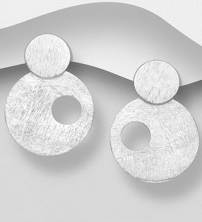 Wholesale 925 Sterling Silver Matte Push-Back Earrings - SKU #706-37254