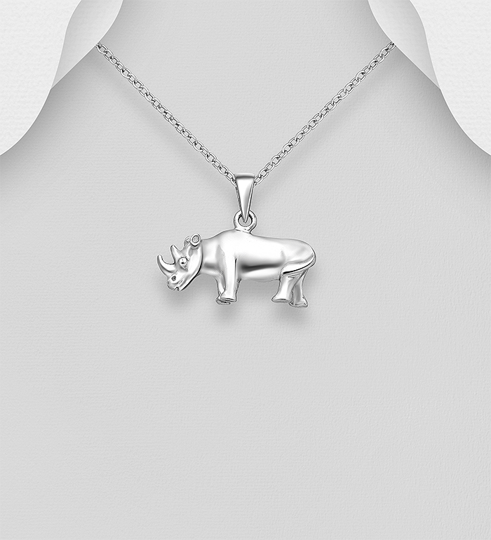 Wholesale 925 Sterling Silver Rhinoceros Pendant - SKU #706-37275