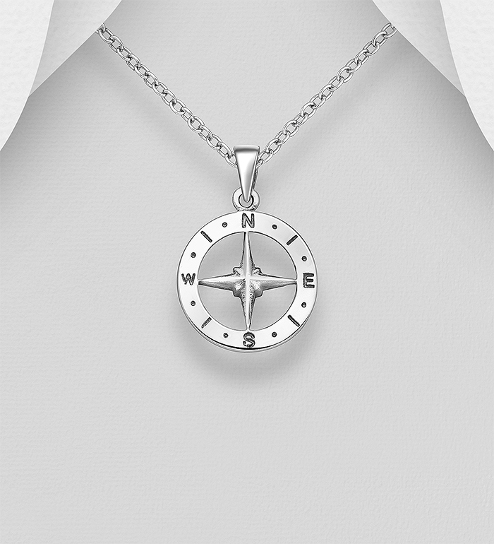 Wholesale 925 Sterling Silver Compass Pendant - SKU #706-37285