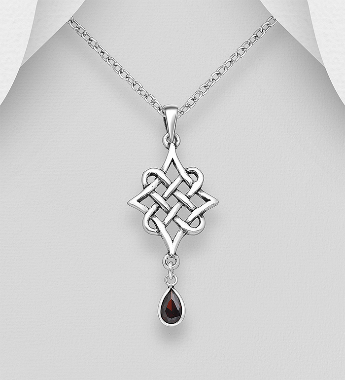 Wholesale 925 Sterling Silver Celtic Pendant, Decorated with CZ Simulated Diamond - SKU #701-29113
