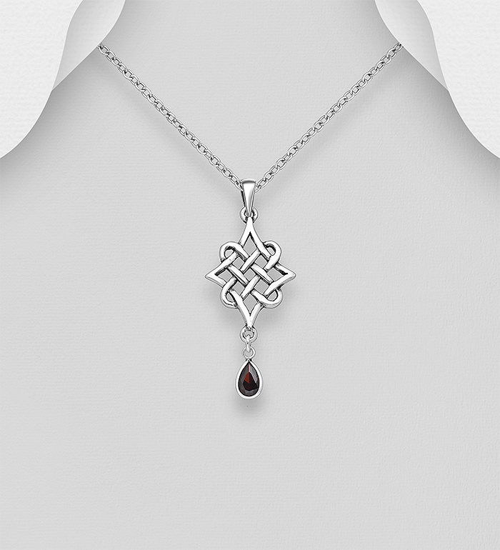 Wholesale 925 Sterling Silver Celtic Pendant, Decorated with CZ Simulated Diamond - SKU #701-29113