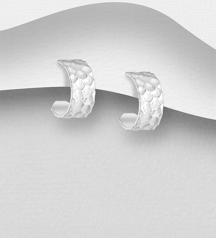 Wholesale 925 Sterling Silver Hammered Push-Back Earrings - SKU #706-37309