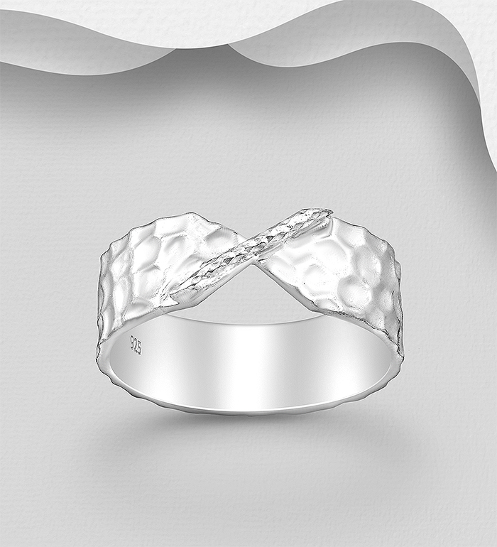 Wholesale 925 Sterling Silver Hammered Ring - SKU #706-37310