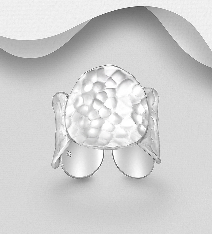 Wholesale 925 Sterling Silver Hammered Adjustable Ring - SKU #706-37328