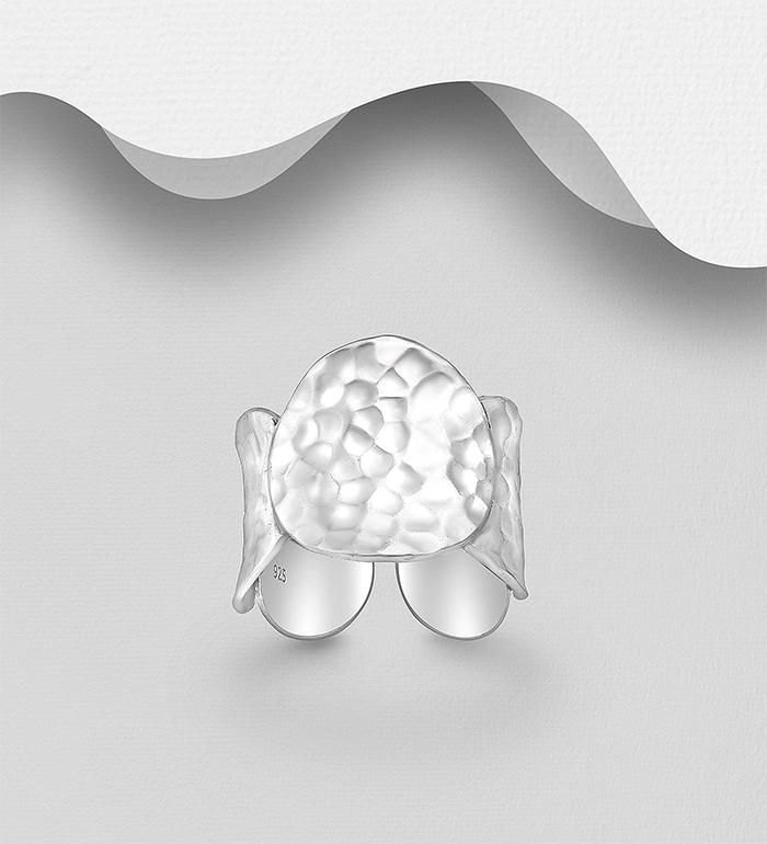 Wholesale 925 Sterling Silver Hammered Adjustable Ring - SKU #706-37328