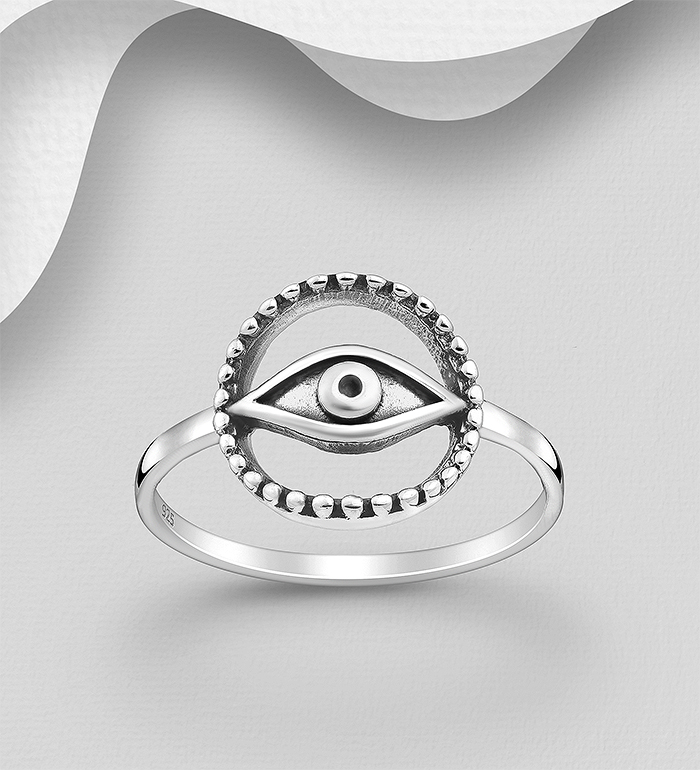Wholesale 925 Sterling Silver Oxidized Eye Ring - SKU #706-37329