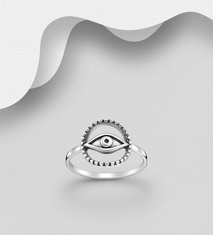 Wholesale 925 Sterling Silver Oxidized Eye Ring - SKU #706-37329