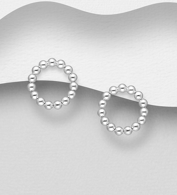 Wholesale 925 Sterling Silver Circle Ball Push-Back Earrings - SKU #706-37369