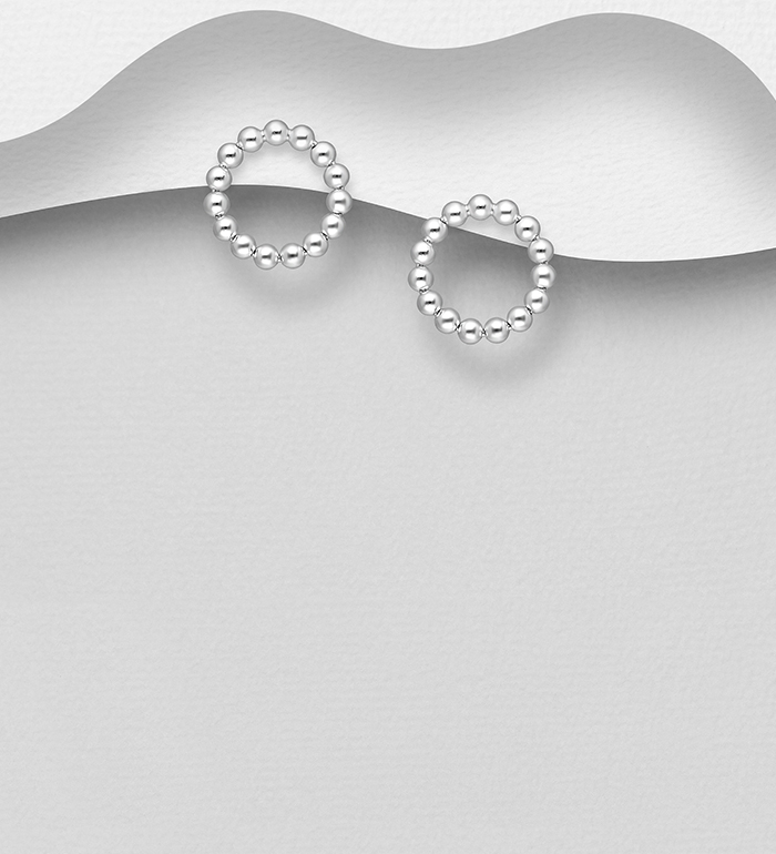 Wholesale 925 Sterling Silver Circle Ball Push-Back Earrings - SKU #706-37369