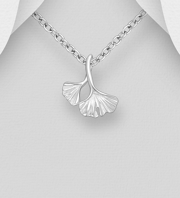 Wholesale 925 Sterling Silver Ginkgo Leaf Pendant - SKU #1063-4452