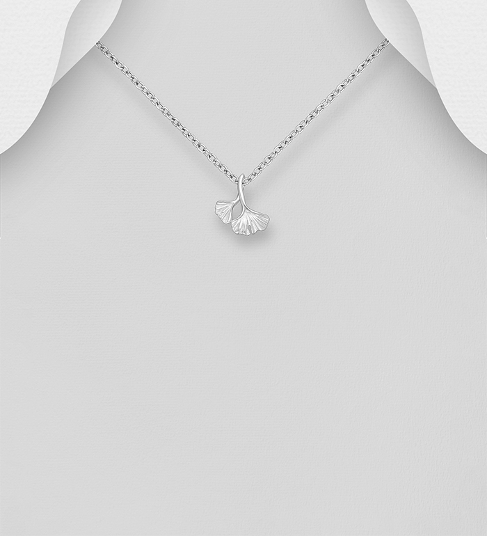Wholesale 925 Sterling Silver Ginkgo Leaf Pendant - SKU #1063-4452