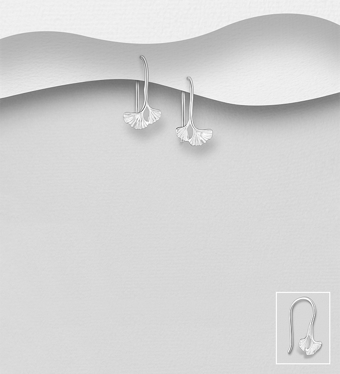Wholesale 925 Sterling Silver Ginkgo Leaf Hook Earrings - SKU #1063-4453