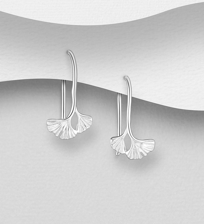 Wholesale 925 Sterling Silver Ginkgo Leaf Hook Earrings - SKU #1063-4453