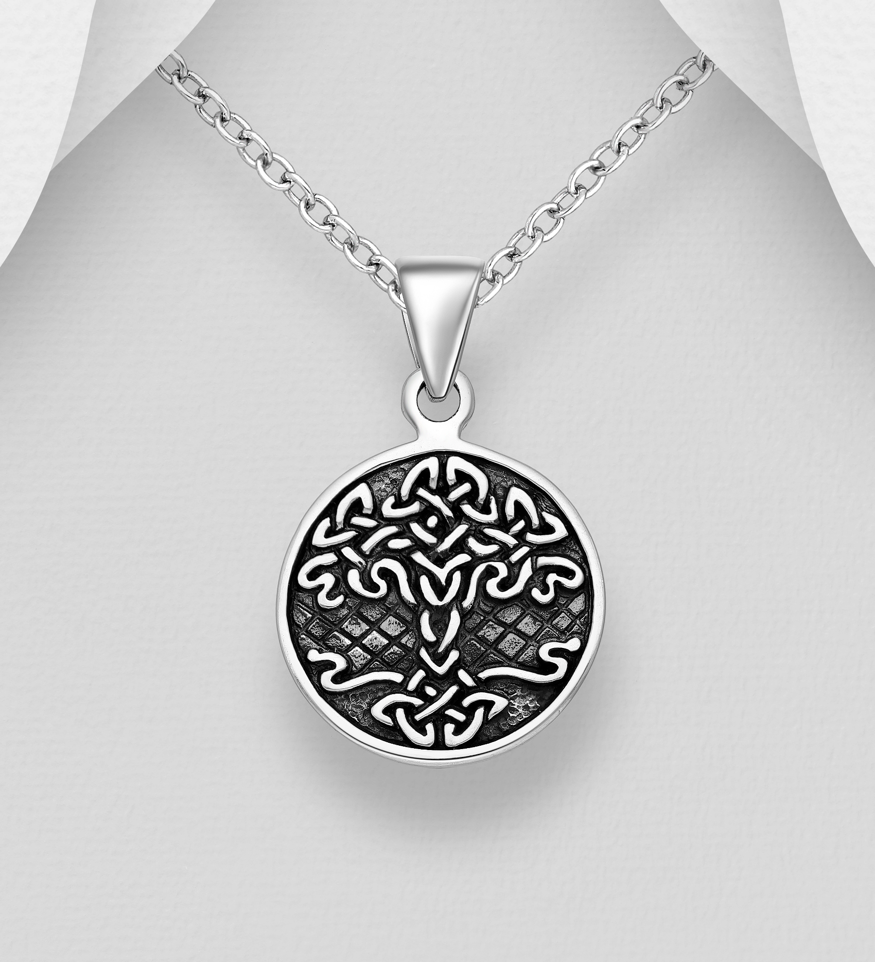 Wholesale 925 Sterling Silver Oxidized Celtic Tree of Life Pendant - SKU #767-1765