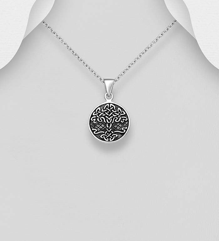 Wholesale 925 Sterling Silver Oxidized Celtic Tree of Life Pendant - SKU #767-1765