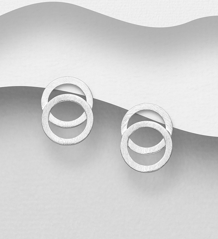 Wholesale 925 Sterling Silver Matte Circle Push-Back Earrings - SKU #706-37530