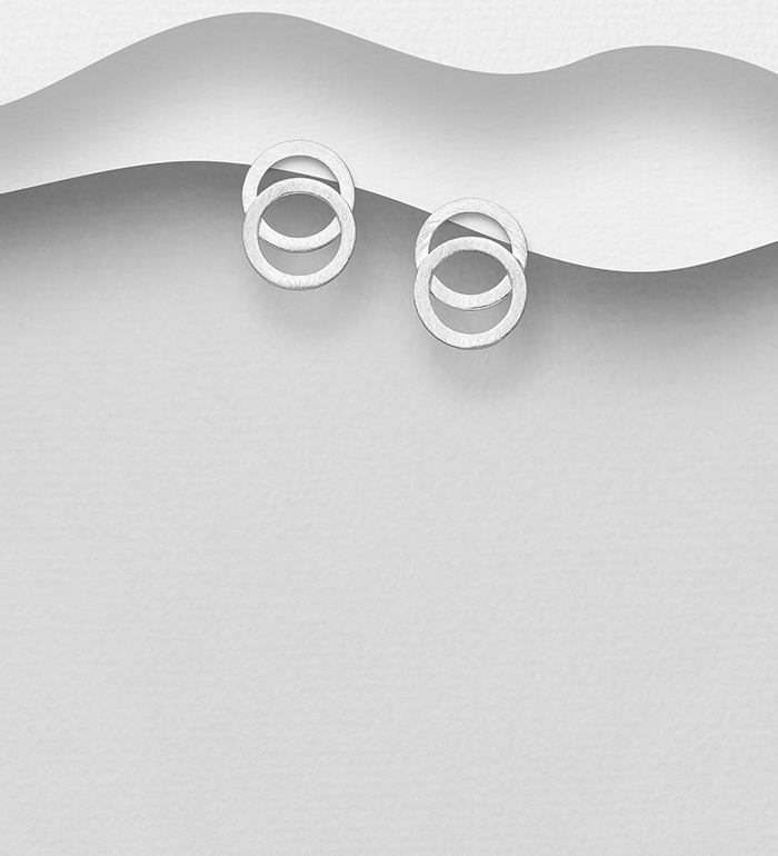 Wholesale 925 Sterling Silver Matte Circle Push-Back Earrings - SKU #706-37530