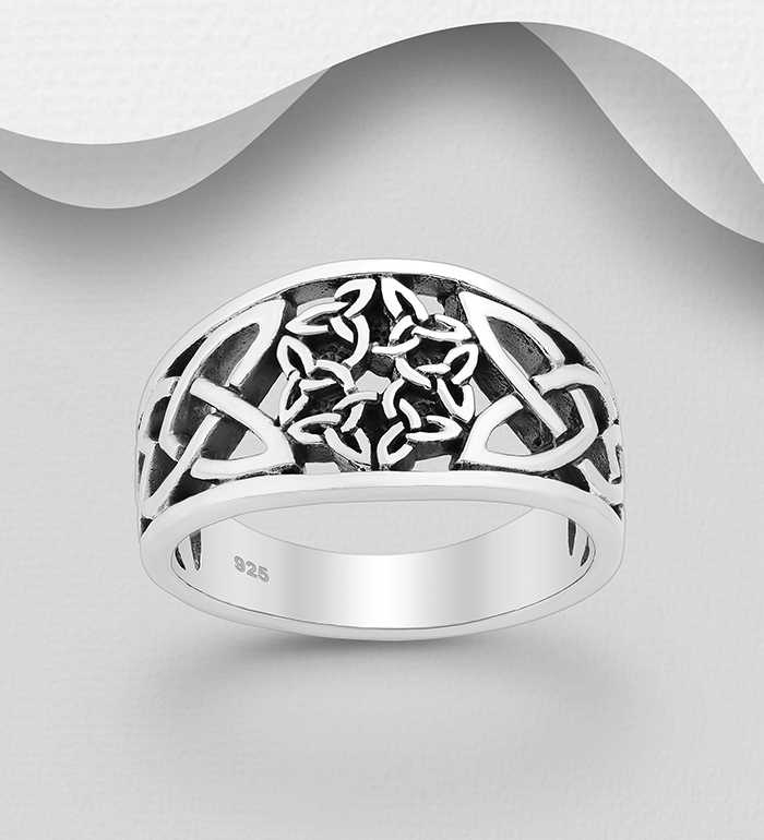 Wholesale 925 Sterling Silver Oxidized Celtic Ring - SKU #767-1800