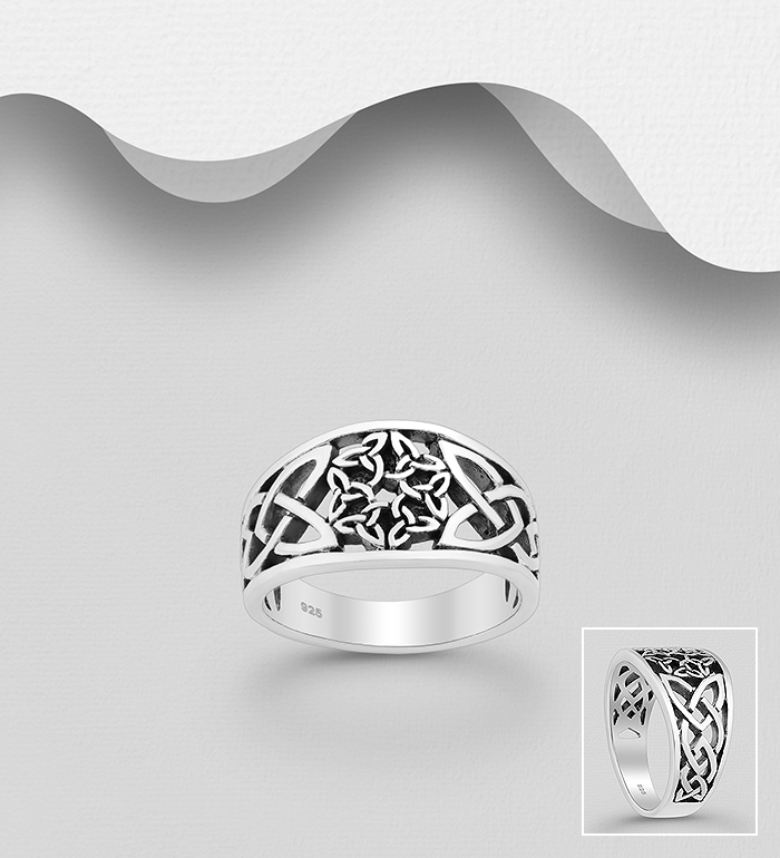 Wholesale 925 Sterling Silver Oxidized Celtic Ring - SKU #767-1800