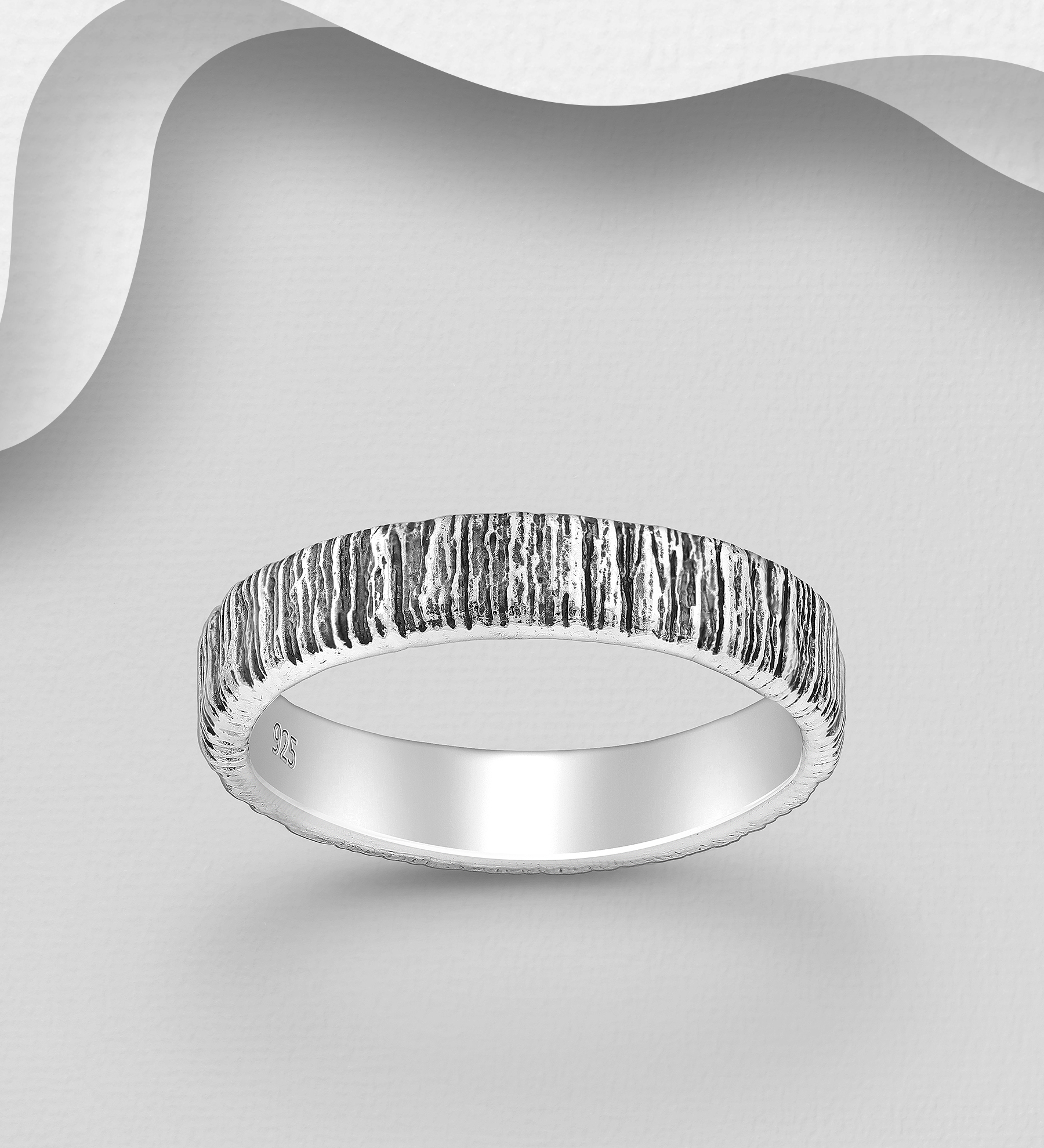 Wholesale 925 Sterling Silver Oxidized Band Ring, 4 mm Wide - SKU #706-37712
