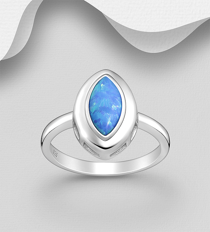 Wholesale 925 Sterling Silver Ring, Decorated with Lab-Created Opal - SKU #1479-1552