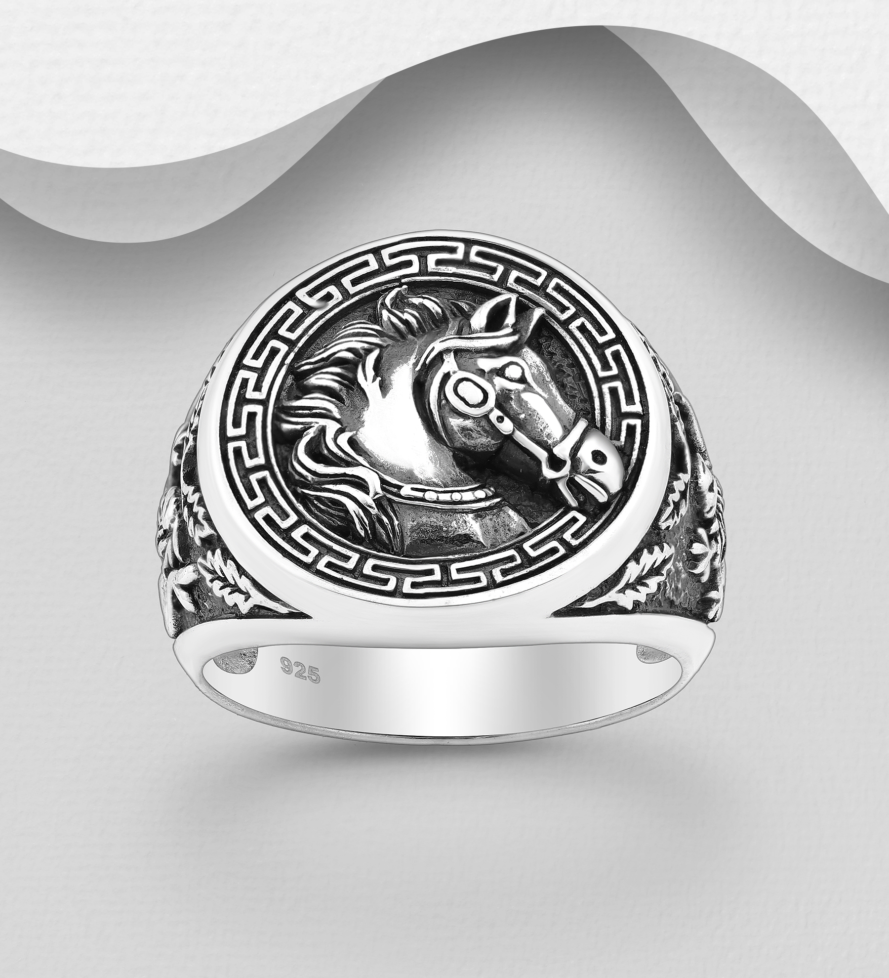 Wholesale 925 Sterling Silver Oxidized Horse Ring - SKU #1563-1376