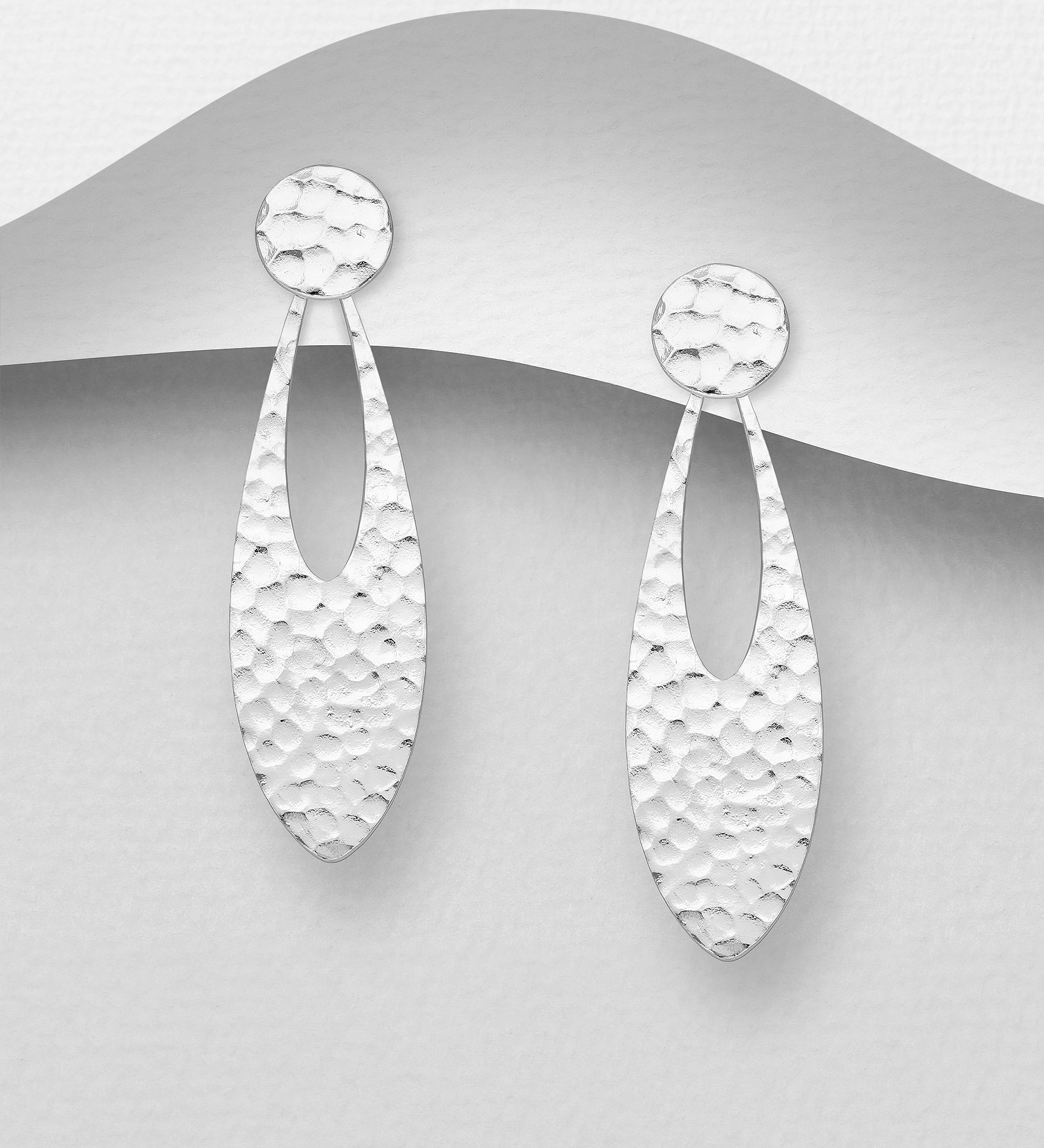Wholesale 925 Sterling Silver Hammered Push-Back Earrings - SKU #706-37763