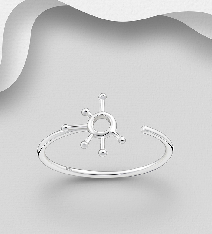 Wholesale 925 Sterling Silver Atomic Adjustable Ring - SKU #1063-4507