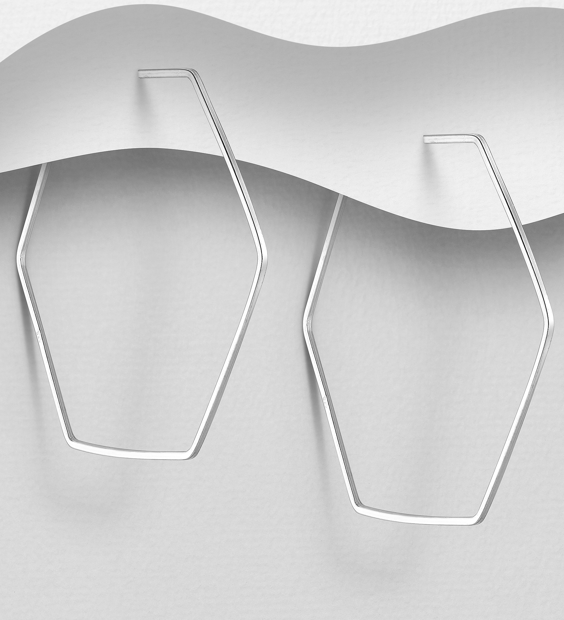 Wholesale 925 Sterling Silver Hexagon Hoop Earrings - SKU #706-37784