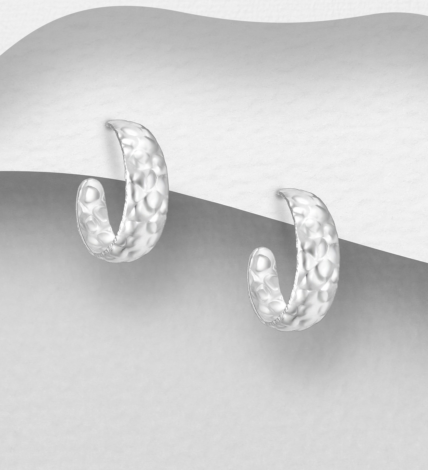 Wholesale 925 Sterling Silver Hammered Push-Back Earrings - SKU #706-37789