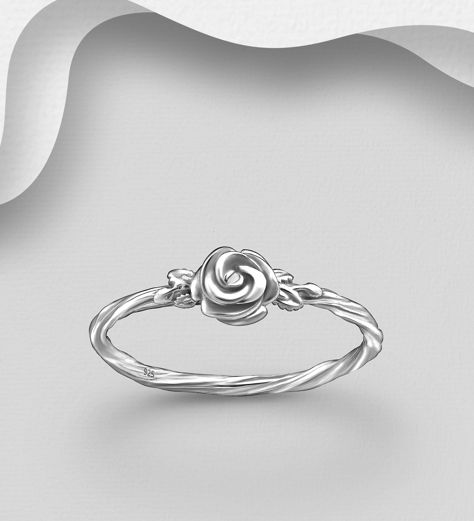 Wholesale 925 Sterling Silver Oxidized Rose Ring - SKU #1063-4416B