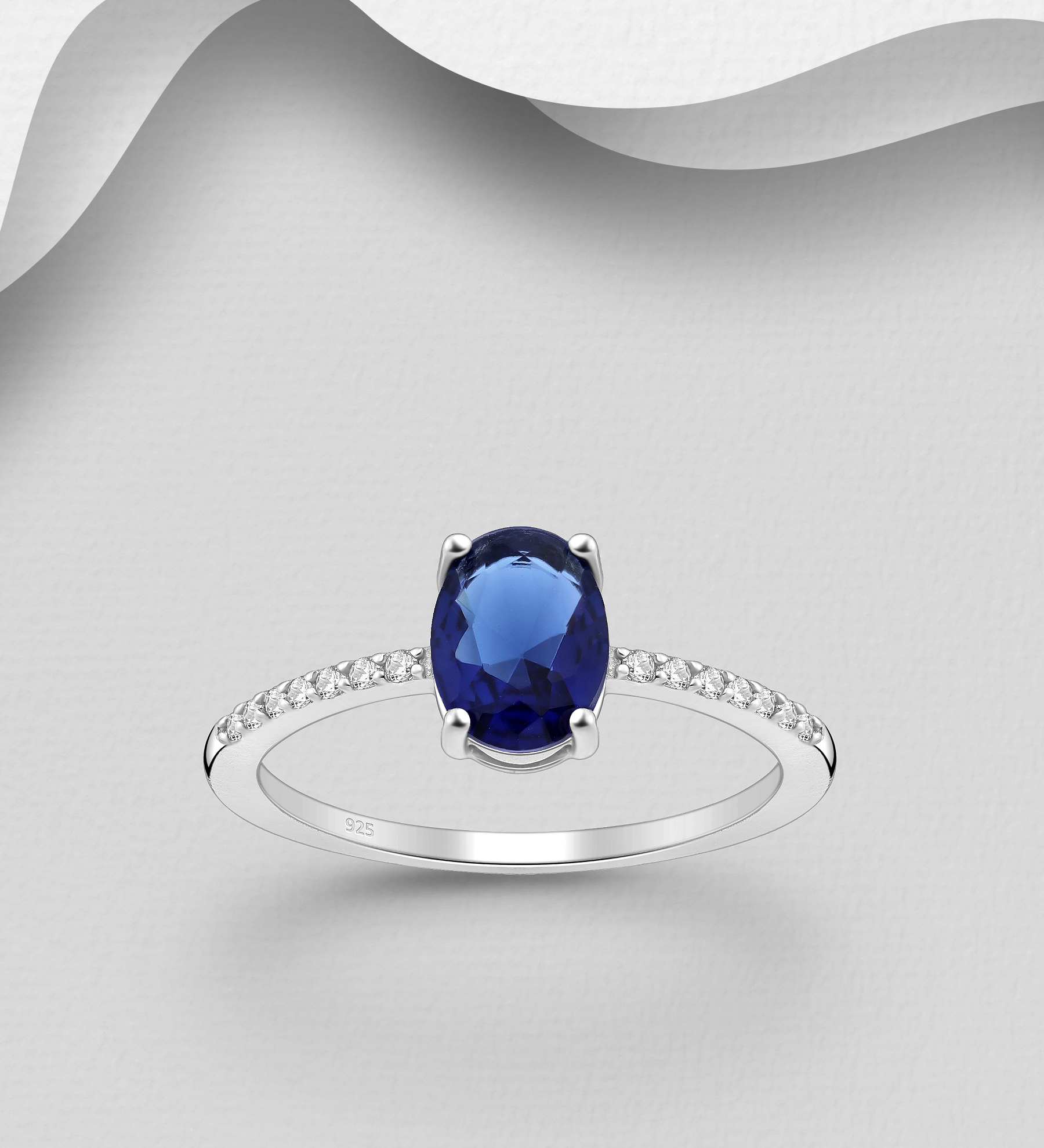 Wholesale 925 Sterling Silver Ring, Decorated with CZ Simulated Diamonds - SKU #701-29472