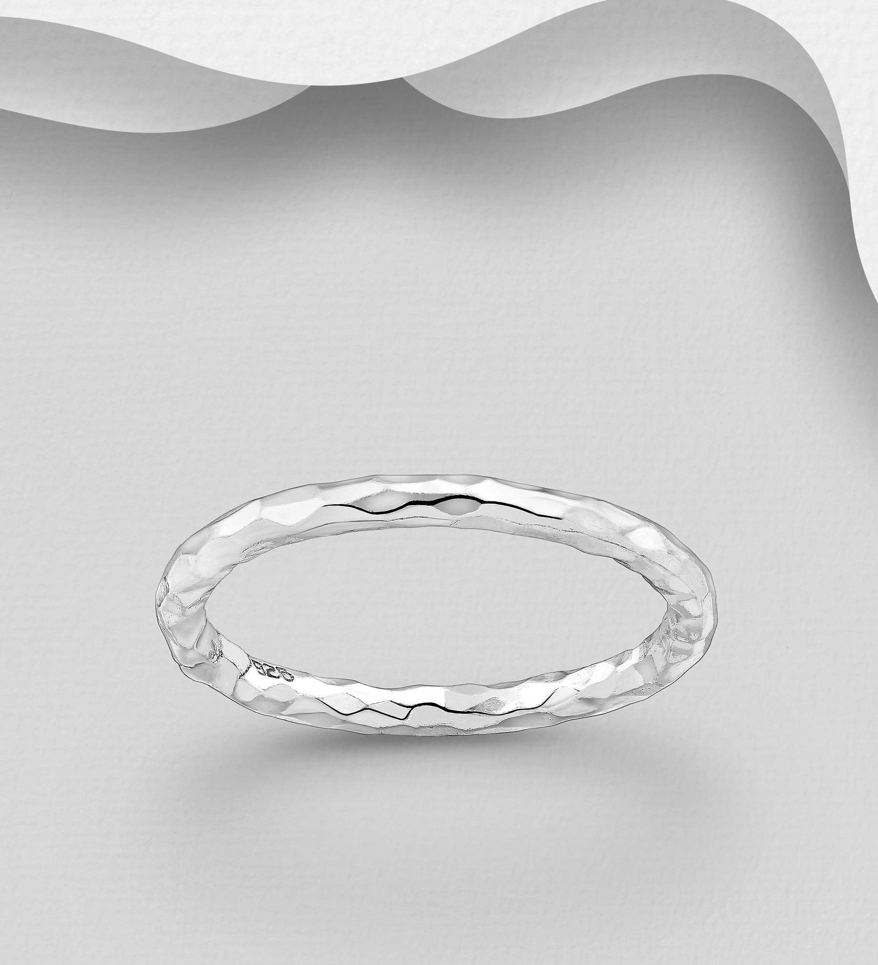 Wholesale 925 Sterling Silver Hammered Ring - SKU #706-37938