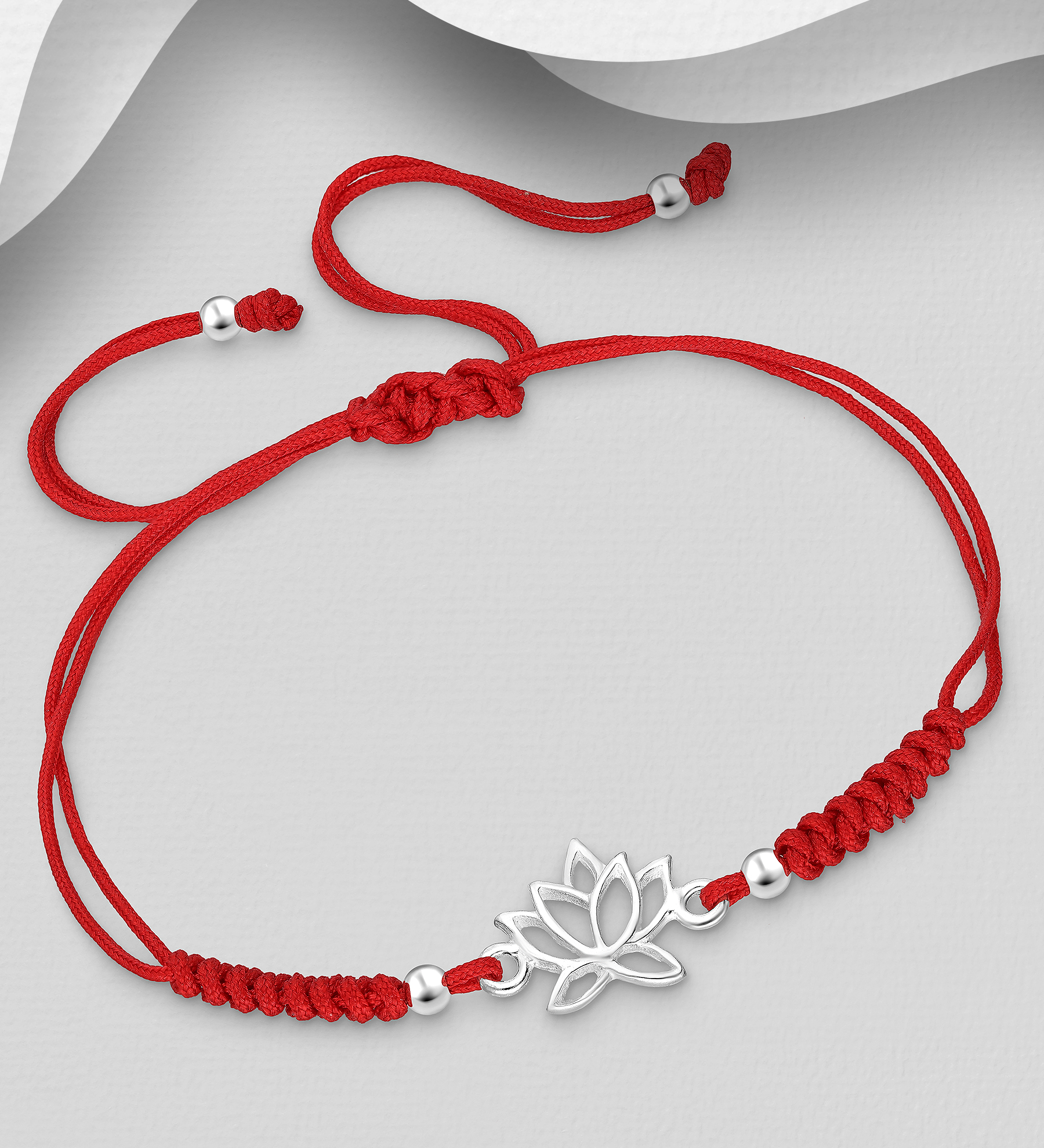 Wholesale 925 Sterling Silver Lotus Adjustable Thread Bracelet - SKU #706-37946