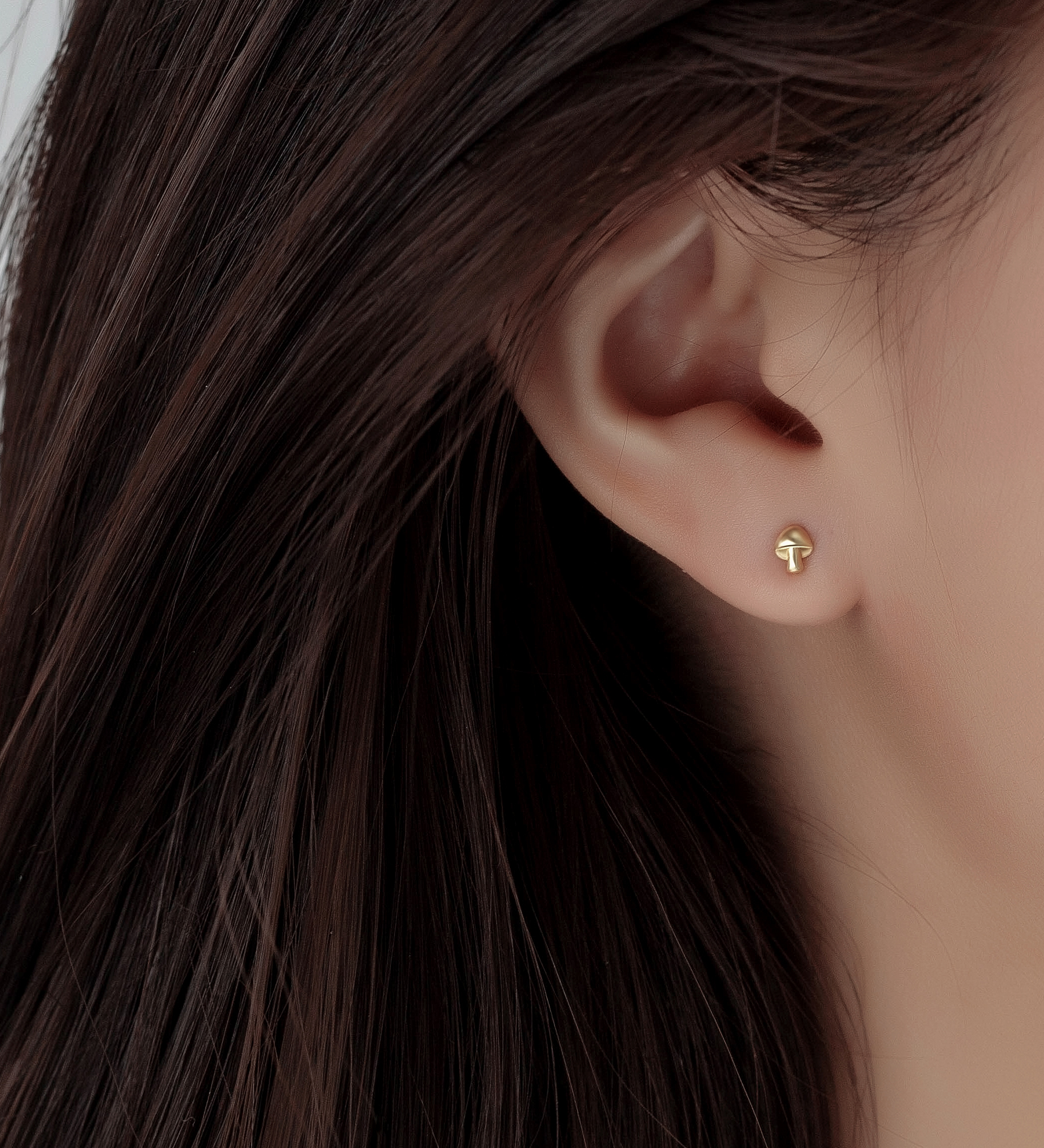 Wholesale 925 Sterling Silver Mushroom Push-Back Earrings, Plated with 0.5 Micron 9K Yellow Gold - SKU #1063-4499A