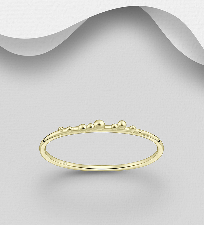 Wholesale 925 Sterling Silver Ring, Plated with 0.5 Micron 9K Yellow Gold - SKU #1063-4510A
